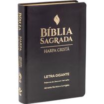 Bíblia Sagrada Com Harpa Letra Gigante Palavras de Jesus em Vermelho Capa Luxo Preta