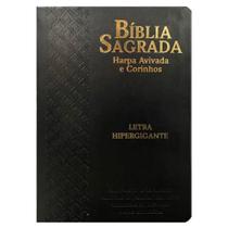 Bíblia Sagrada com Harpa Letra Hipergigante Capa Luxo palavras de Jesus em vermelho com índice