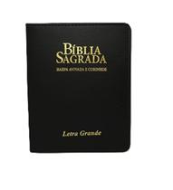 Bíblia sagrada com letra grande arc com harpa cristã e corinhos tamanho médio capa preta com índice