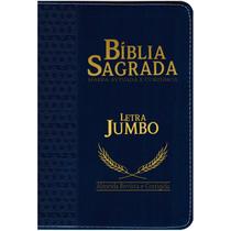 Bíblia Sagrada Compacta ARC Letra Jumbo Luxo Azul c/ Índice