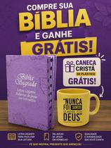 Bíblia Sagrada da Mulher Letra Gigante Capa de Couro Lilás