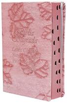 Bíblia Sagrada da Mulher Letra Gigante Capa de Couro Rosa claro - Crisão