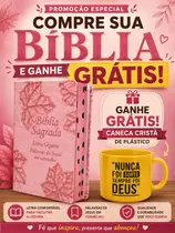 Bíblia Sagrada da Mulher Letra Gigante Capa de Couro Rosa claro