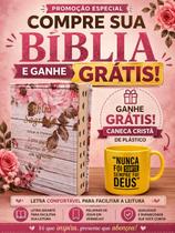 Bíblia Sagrada da Mulher Letra Gigante Capa de Couro Rosas