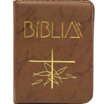 Bíblia Sagrada de Aparecida Bolso zíper flexível marrom