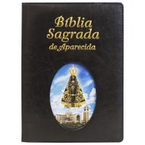 Bíblia sagrada de aparecida grande ilustrada preta - Santuario