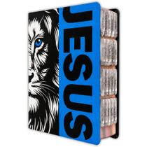 Bíblia Sagrada Evangélica c/ Harpa Tamanho Grande com Abas Adesivas - Jesus Azul