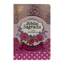 Bíblia Sagrada Evangélica Com Harpa Cristã Letra Hipergigante Capa Luxo Rosa Pink