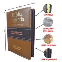 BÍBLIA SAGRADA EVANGELICA COM HARPA CRISTÃ LETRA JUMBO ZÍPER ARC Almeida Revista e Corrigida Cor:Caramelo BÍBLIA SAGRADA EVANGELICA COM HARPA CRISTÃ LETRA JUMBO ZÍPER ARC Almeida Revista e Corrigida Cor:Caramelo