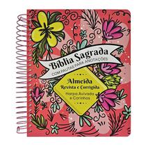 Biblia Sagrada Evangelica Espiral Floral Alegre Harpa Almeida Revista e Corrigida ARC Feminina Mulher CPP