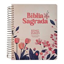 Biblia Sagrada Evangelica Espiral King James Anote Arranjo Cartoon Flores KJA 400 Anos Fiel Feminina CPP