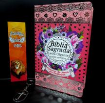 Bíblia sagrada evangelica feminina laminada rosa sc kit