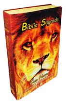 Biblia Sagrada Evangélica Leão Dourado Feminina Masculina Letra Grande Harpa - Tudo para Deus