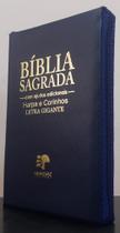 Bíblia Sagrada Evangelica Letra Gigante Com Harpa Capa Com Ziper Azul Marinho