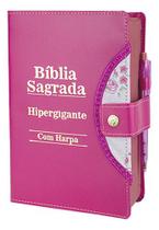 Bíblia Sagrada Evangélica Letra Grande Harpa Pink Gospel Femina