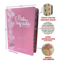 Biblia sagrada evangelica letra hiper gigante arc almeida palavras de jesus em vermelho luxo harpa indice cor:pink Biblia sagrada evangelica letra hiper gigante arc almeida palavras de jesus em vermelho luxo harpa indice cor:pink