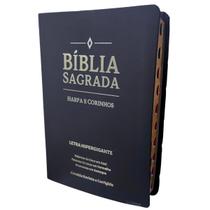 Biblia sagrada evangelica letra hiper gigante arc almeida palavras de jesus em vermelho luxo harpa indice cor:preto