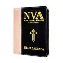 Bíblia Sagrada Evangélica NVAA Edição 2025 Zíper com Índice Lateral - Preta C/ Bege
