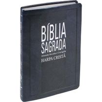 Bíblia Sagrada Evangélica Slim Com Harpa Cristã Capa Luxo Síntética Azul Nobre