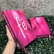 Bíblia Sagrada Fé Rosa Feminina Edifica Letras Médias Folha Ecológica Com Harpa e Índice