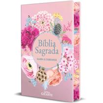 Bíblia Sagrada Feminina ARC Almeida Revista e Corrigida Letra Gigante Harpa Avivada e Corinhos Capa Dura Círculo Flores