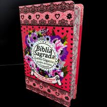 Bíblia sagrada feminina delicada nova laminada rosa sk