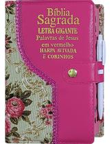 Bíblia Sagrada Feminina Letra Grande Botão C/ Harpa + Caneta Bíblia Sagrada Feminina Letra Grande Botão C/ Harpa + Caneta