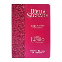 Bíblia Sagrada Feminina letra Jumbo Com Harpa Pink