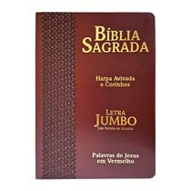 Bíblia Sagrada Feminina/Masculina Letra Jumbo Gigante Harpa RC Bordô - CPP