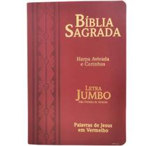 Bíblia Sagrada Feminina/Masculina Letra Jumbo Gigante Harpa RC Bordô