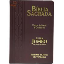 Bíblia Sagrada Feminina/Masculina Letra Jumbo Gigante Harpa RC Marrom - CPP