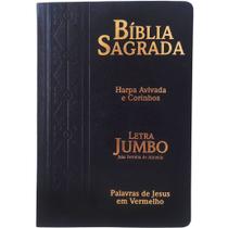 Bíblia Sagrada Feminina/Masculina Letra Jumbo Gigante Harpa RC Preta - CPP