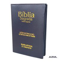 Bíblia Sagrada Gigante ARC Almeida Corrigida Harpa Cristã Palavras de Jesus em Vermelho zíper Índice Azul