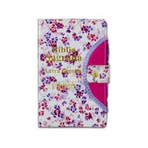 Bíblia Sagrada Gigante - Botão - Floral Branco - C/ Harpa