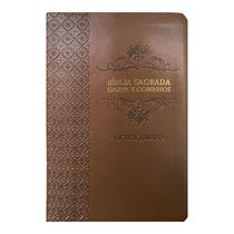 Bíblia Sagrada Gigante Letra Jumbo ARC Almeida Revista Corrigida com Harpa Capa Arabesco Marrom