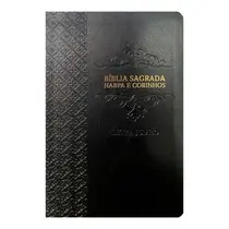 Bíblia Sagrada Gigante Letra Jumbo ARC Almeida Revista Corrigida com Harpa Capa Arabesco Preta
