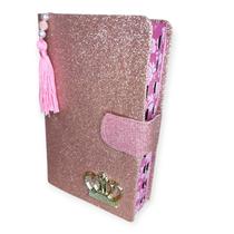 Bíblia Sagrada Glitter com Harpa e Palavras de Jesus em Vermelho Letras Grandes com Botão Magnético