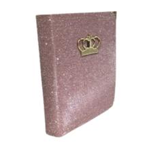 Bíblia sagrada glitter rosa com coroa