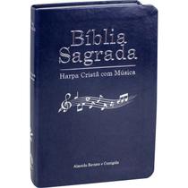 Bíblia Sagrada Harpa Cristã Com Música Capa Luxo Azul