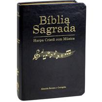 Bíblia Sagrada Harpa Cristã com Música partituras Capa Luxo Preto Nobre e Beiras douradas - 640 hinos para culto público