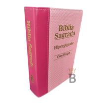 Biblia Sagrada Hipergigante Bicolor Pink e Rosa C/ Harpa RC