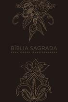 Bíblia Sagrada - Indian Flowers Dourada - NVT - Capa Dura - Letra Normal - Marrom - Mundo Cristão