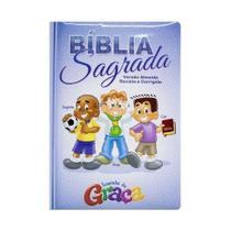 Bíblia Sagrada Infantil Turminha da Graça Meninos Azul Capa Dura Almofadada - GRAÇA EDITORIAL