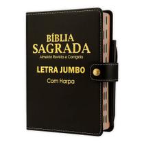 Bíblia Sagrada - Jumbo Botão Preta ARC - João Ferreira de Almeida - Harpa e Índice por Cores Bíblia Sagrada - Jumbo Botão Preta ARC - João Ferreira de Almeida - Harpa e Índice por Cores