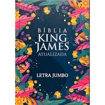Bíblia Sagrada King James Atualizada Letra Jumbo Capa Dura Folhagens Azul
