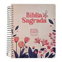 Bíblia Sagrada KJA Com Espaço para Anotações Letra Normal Espiral Floral Cartoon