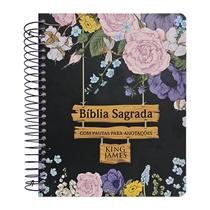 Bíblia Sagrada KJA Com Espaço para Anotações Letra Normal Espiral Jardim Preta