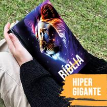 Bíblia Sagrada Leão Colorido Universo Letra Hiper Gigante Com Índice Com Harpa