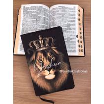 Bíblia sagrada Leão coroa ARC grande Com Harpa E Índice Letra Hipergigante Capas exclusivas