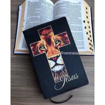 Biblia sagrada Leão cruz Letra Hiper Gigante Com Harpa E Corinhos